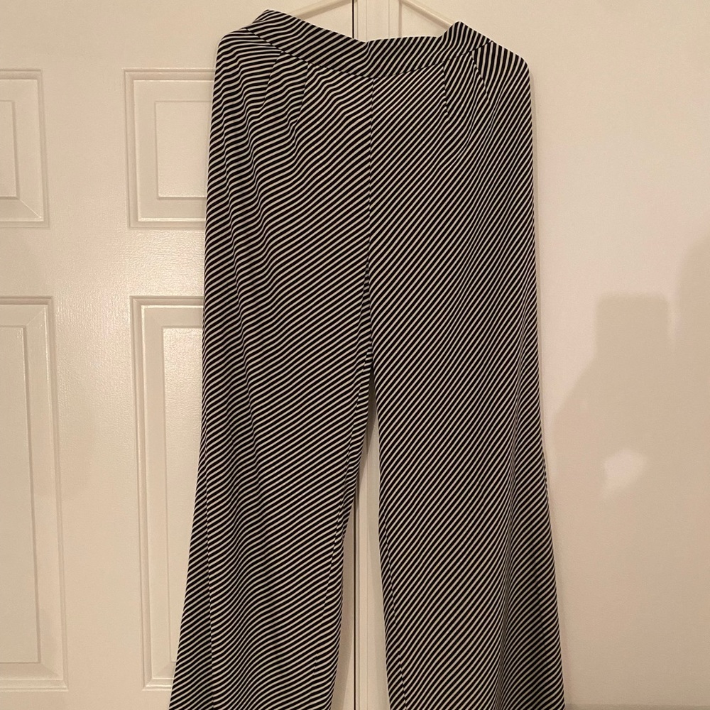 Zara Black & White Stripped Wide Leg Pants